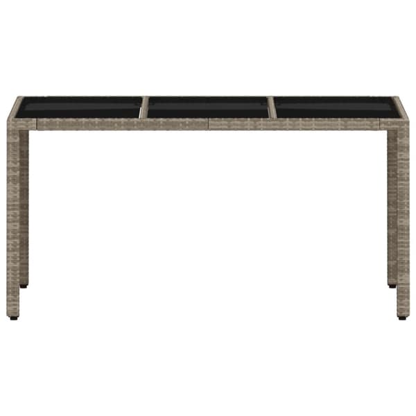 vidaXL havebord med glastop 150x90x75 cm polyrattan lysegrå