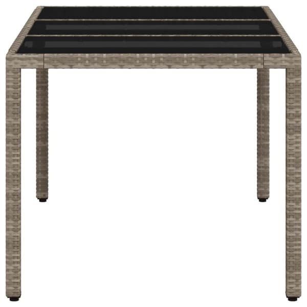 vidaXL havebord med glastop 150x90x75 cm polyrattan lysegrå
