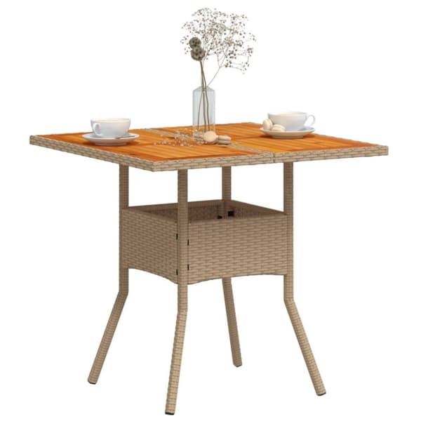 vidaXL havebord 80x80x75 cm polyrattan og akacietræ sort