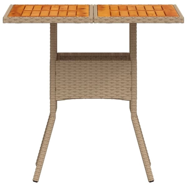 vidaXL havebord 80x80x75 cm polyrattan og akacietræ sort