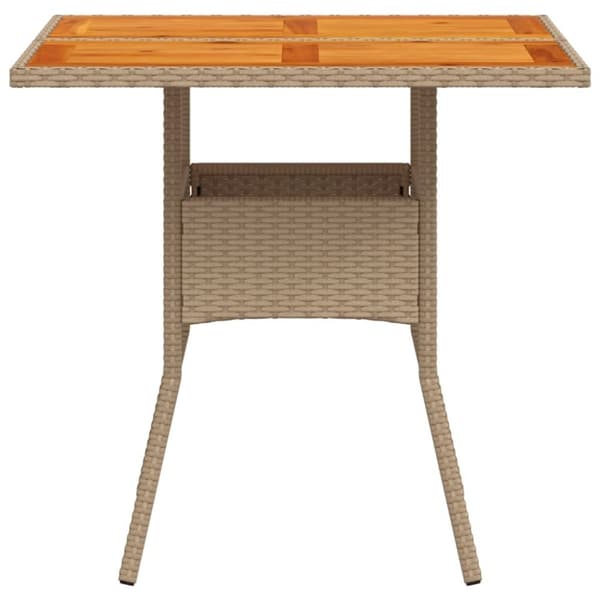 vidaXL havebord 80x80x75 cm polyrattan og akacietræ sort
