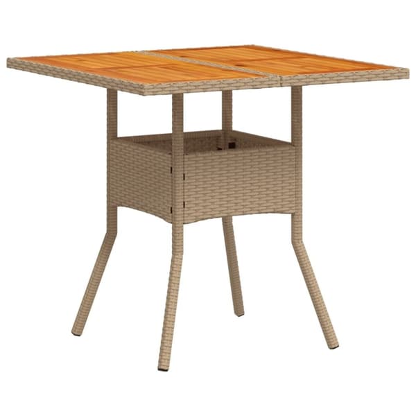 vidaXL havebord 80x80x75 cm polyrattan og akacietræ sort