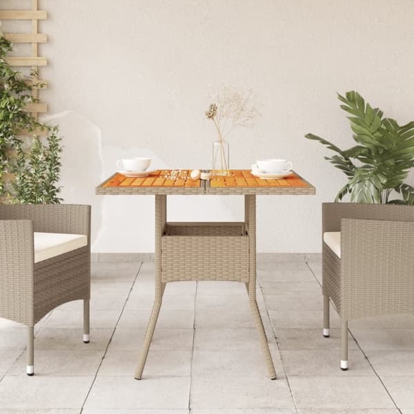 vidaXL havebord 80x80x75 cm polyrattan og akacietræ sort