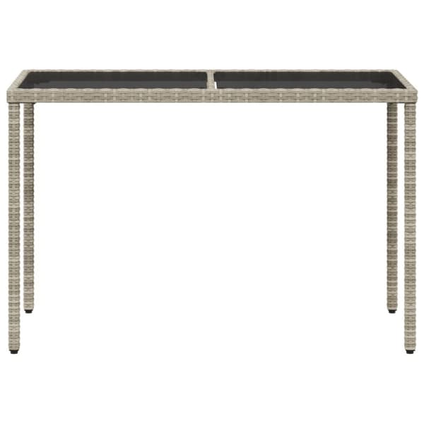 vidaXL havebord med glastop 115x54x74 cm polyrattan lysegrå