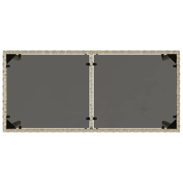 vidaXL havebord med glastop 115x54x74 cm polyrattan lysegrå