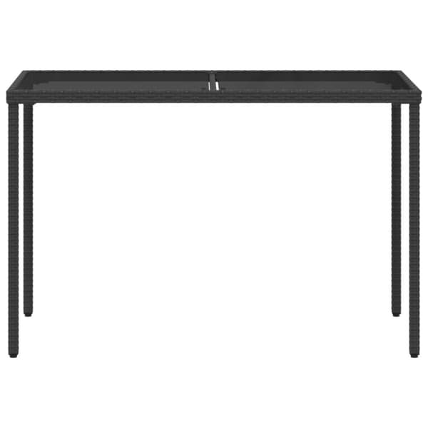 vidaXL Puutarhapöytä lasipöytälevy musta 115x54x74 cm polyrottinki