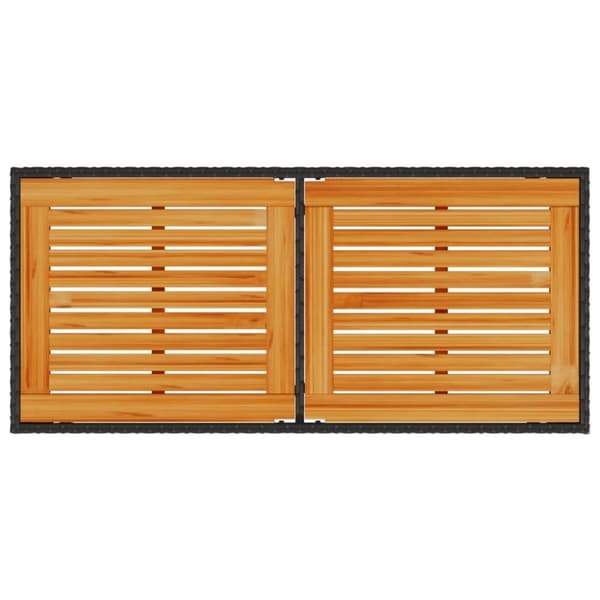 vidaXL havebord med top i akacietræ 115x54x74 cm polyrattan sort