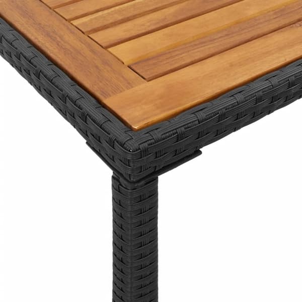vidaXL havebord med top i akacietræ 115x54x74 cm polyrattan sort