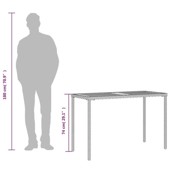 vidaXL havebord med top i akacietræ 115x54x74 cm polyrattan sort