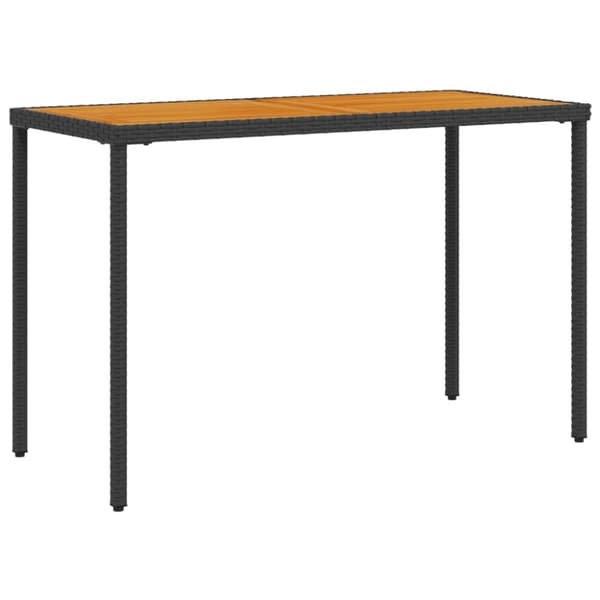 vidaXL havebord med top i akacietræ 115x54x74 cm polyrattan sort