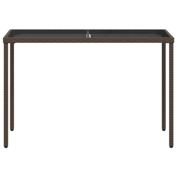 vidaXL Trädgårdsbord med glasskiva brun 115x54x74 cm konstrotting