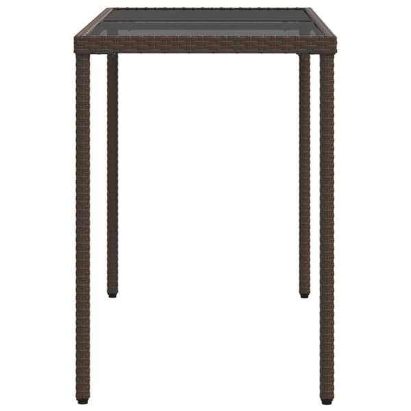 vidaXL Trädgårdsbord med glasskiva brun 115x54x74 cm konstrotting