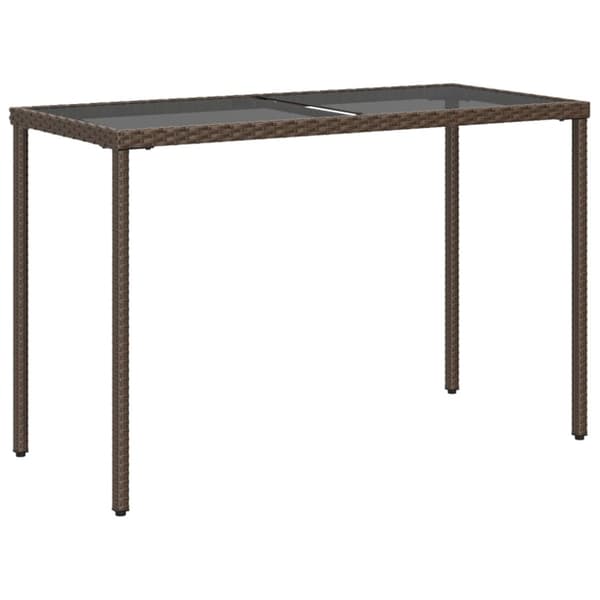 vidaXL Trädgårdsbord med glasskiva brun 115x54x74 cm konstrotting