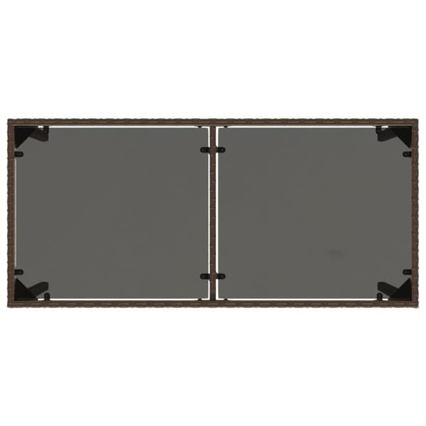 vidaXL Trädgårdsbord med glasskiva brun 115x54x74 cm konstrotting