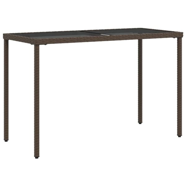 vidaXL Trädgårdsbord med glasskiva brun 115x54x74 cm konstrotting