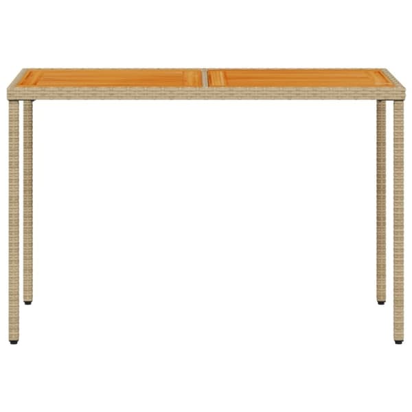 vidaXL Hagebord med topp i akasietre beige 115x54x74 cm polyrotting