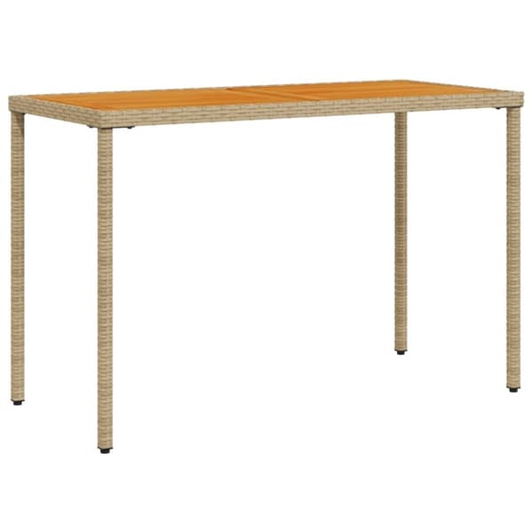 vidaXL Hagebord med topp i akasietre beige 115x54x74 cm polyrotting