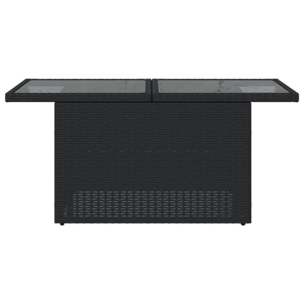 vidaXL havebord med glastop 100x55x73 cm polyrattan sort
