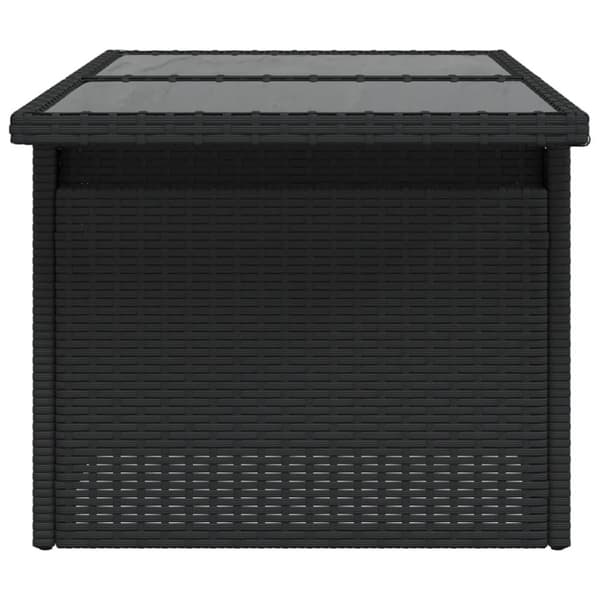 vidaXL havebord med glastop 100x55x73 cm polyrattan sort