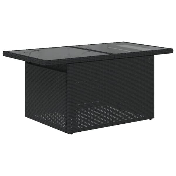 vidaXL havebord med glastop 100x55x73 cm polyrattan sort