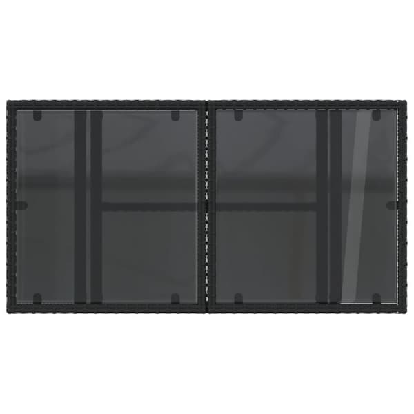 vidaXL havebord med glastop 100x55x73 cm polyrattan sort