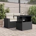 Miniatyrbillede 2 af 11: vidaXL havebord med glastop 100x55x73 cm polyrattan sort