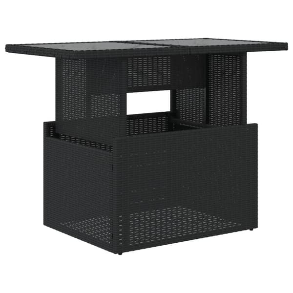 vidaXL havebord med glastop 100x55x73 cm polyrattan sort