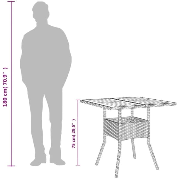 vidaXL Trädgårdsbord med akaciaträ grå 80x80x75 cm konstrotting