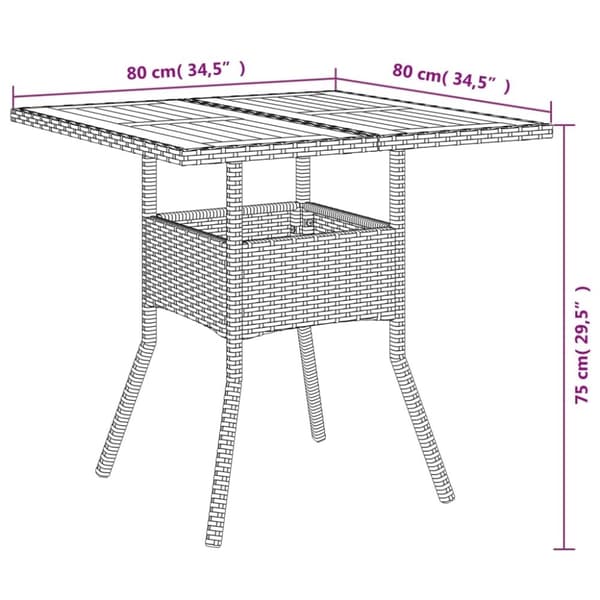 vidaXL Trädgårdsbord med akaciaträ grå 80x80x75 cm konstrotting
