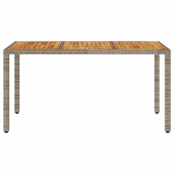 vidaXL havebord med akacietop 150x90x75 cm polyrattan grå