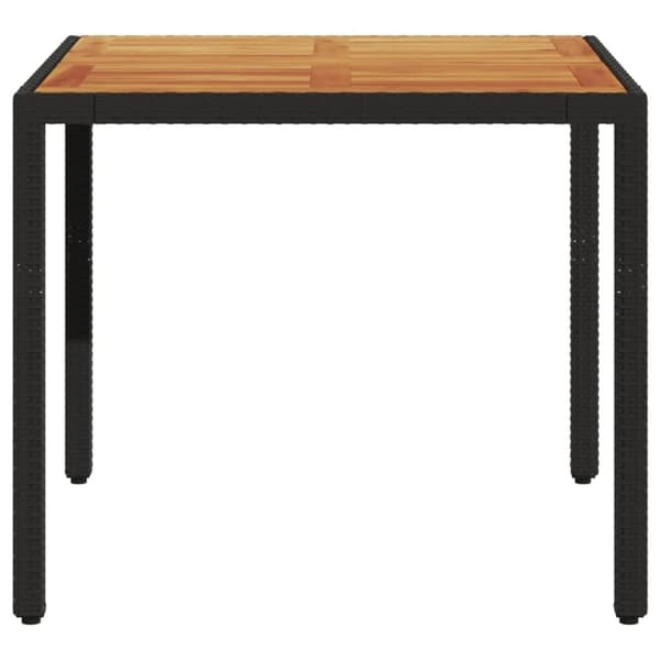 vidaXL havebord med akacietop 90x90x75 cm polyrattan sort