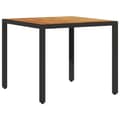 Miniatyrbillede 5 af 11: vidaXL havebord med akacietop 90x90x75 cm polyrattan sort
