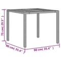 Miniatyrbillede 10 af 11: vidaXL havebord med akacietop 90x90x75 cm polyrattan sort