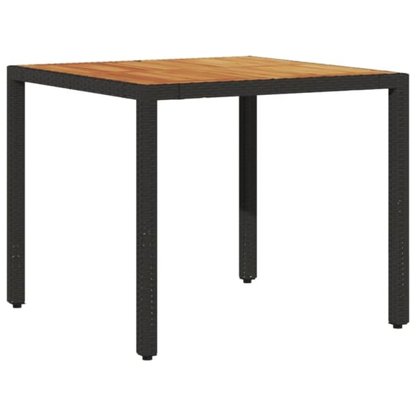 vidaXL havebord med akacietop 90x90x75 cm polyrattan sort