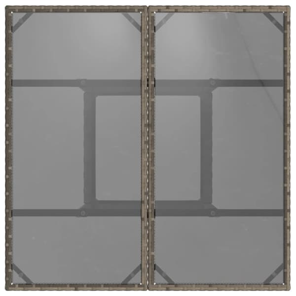 vidaXL Puutarhapöytä lasilevyllä harmaa 80x80x75 cm polyrottinki