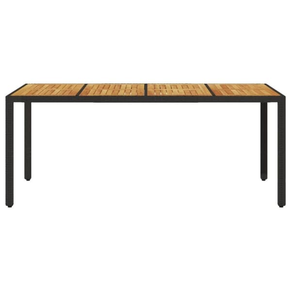 vidaXL havebord med akacietop 190x90x75 cm polyrattan sort