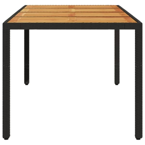 vidaXL havebord med akacietop 190x90x75 cm polyrattan sort