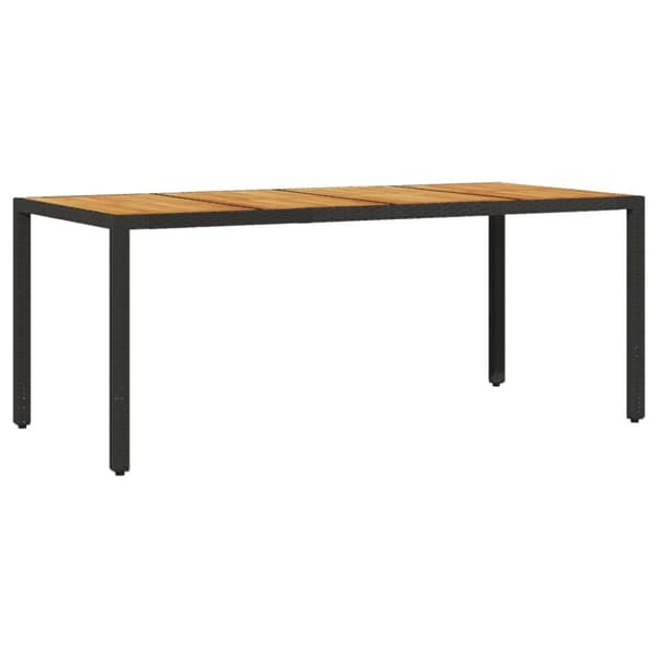 vidaXL havebord med akacietop 190x90x75 cm polyrattan sort