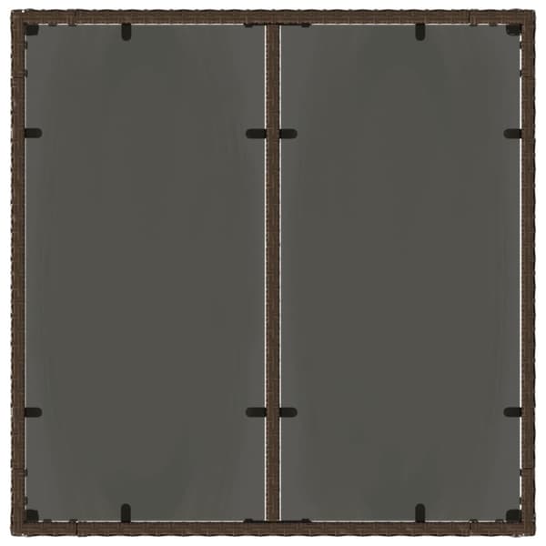 vidaXL Trädgårdsbord med glasskiva brun 90x90x75 cm konstrotting