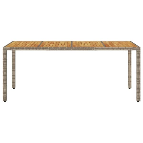vidaXL havebord med akacietop 190x90x75 cm polyrattan grå