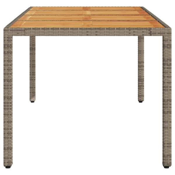 vidaXL havebord med akacietop 190x90x75 cm polyrattan grå
