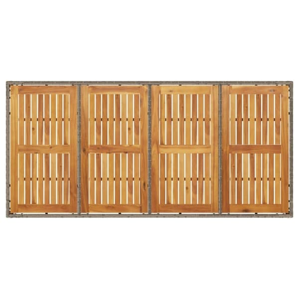 vidaXL havebord med akacietop 190x90x75 cm polyrattan grå