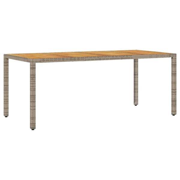 vidaXL havebord med akacietop 190x90x75 cm polyrattan grå