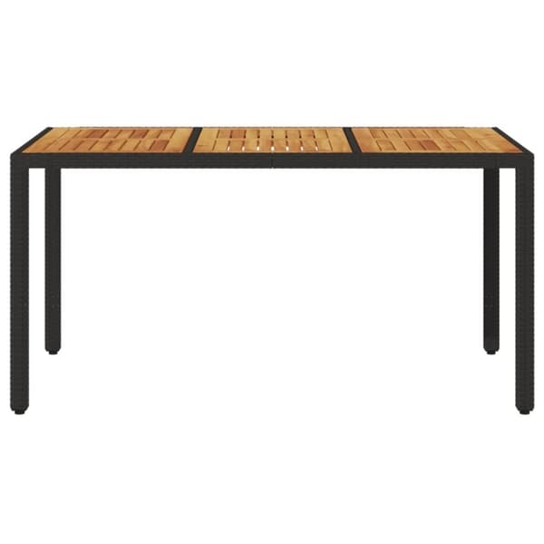 vidaXL havebord med akacietop 150x90x75 cm polyrattan sort