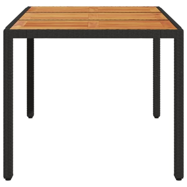 vidaXL havebord med akacietop 150x90x75 cm polyrattan sort