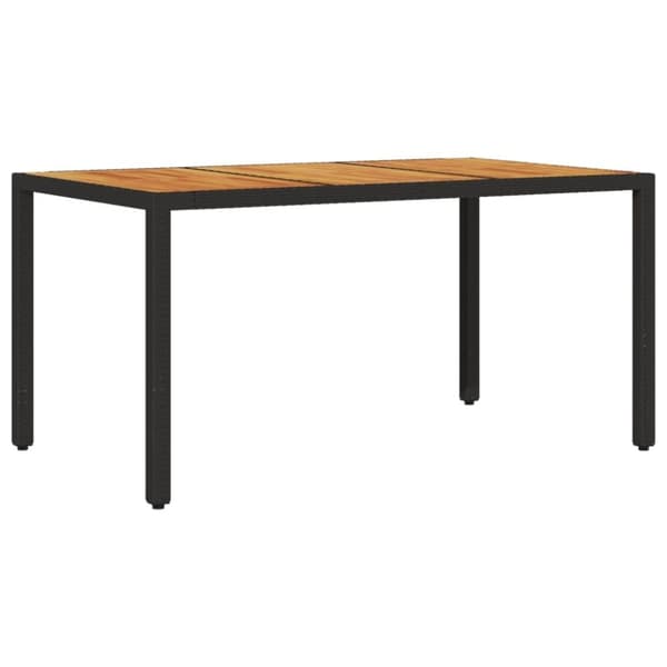 vidaXL havebord med akacietop 150x90x75 cm polyrattan sort