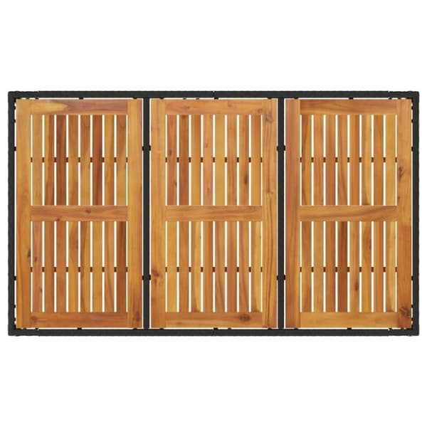 vidaXL havebord med akacietop 150x90x75 cm polyrattan sort