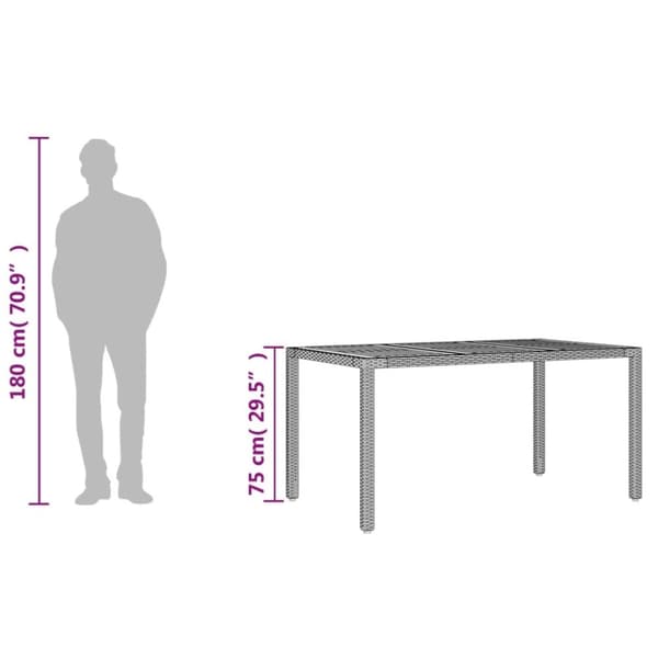 vidaXL havebord med akacietop 150x90x75 cm polyrattan sort