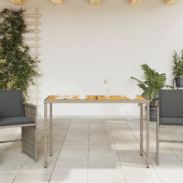vidaXL Trädgårdsbord med akaciaträ grå 115x54x74 cm konstrotting