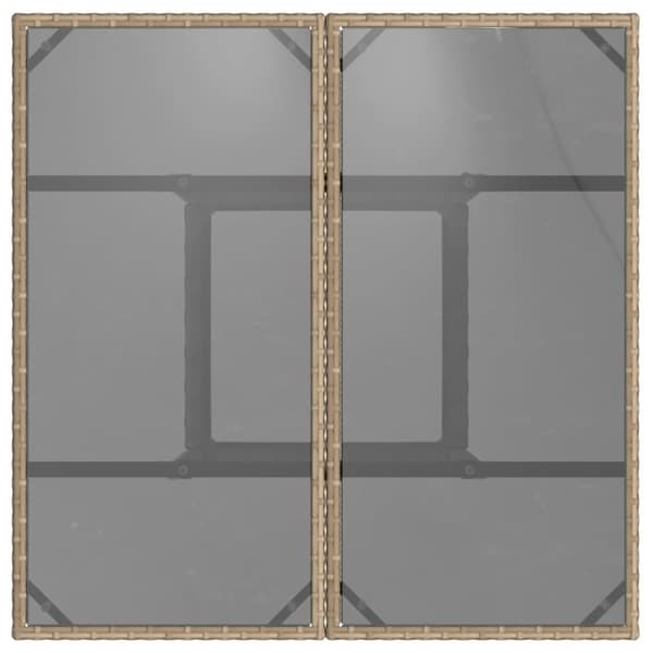 vidaXL Trädgårdsbord med glasskiva beige 80x80x75 cm konstrotting
